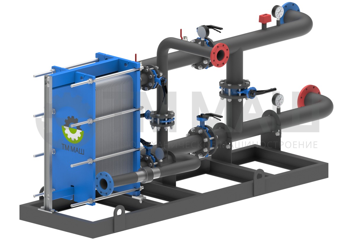 Тепловой модуль водо-водяной для утилизации тепла антифриза